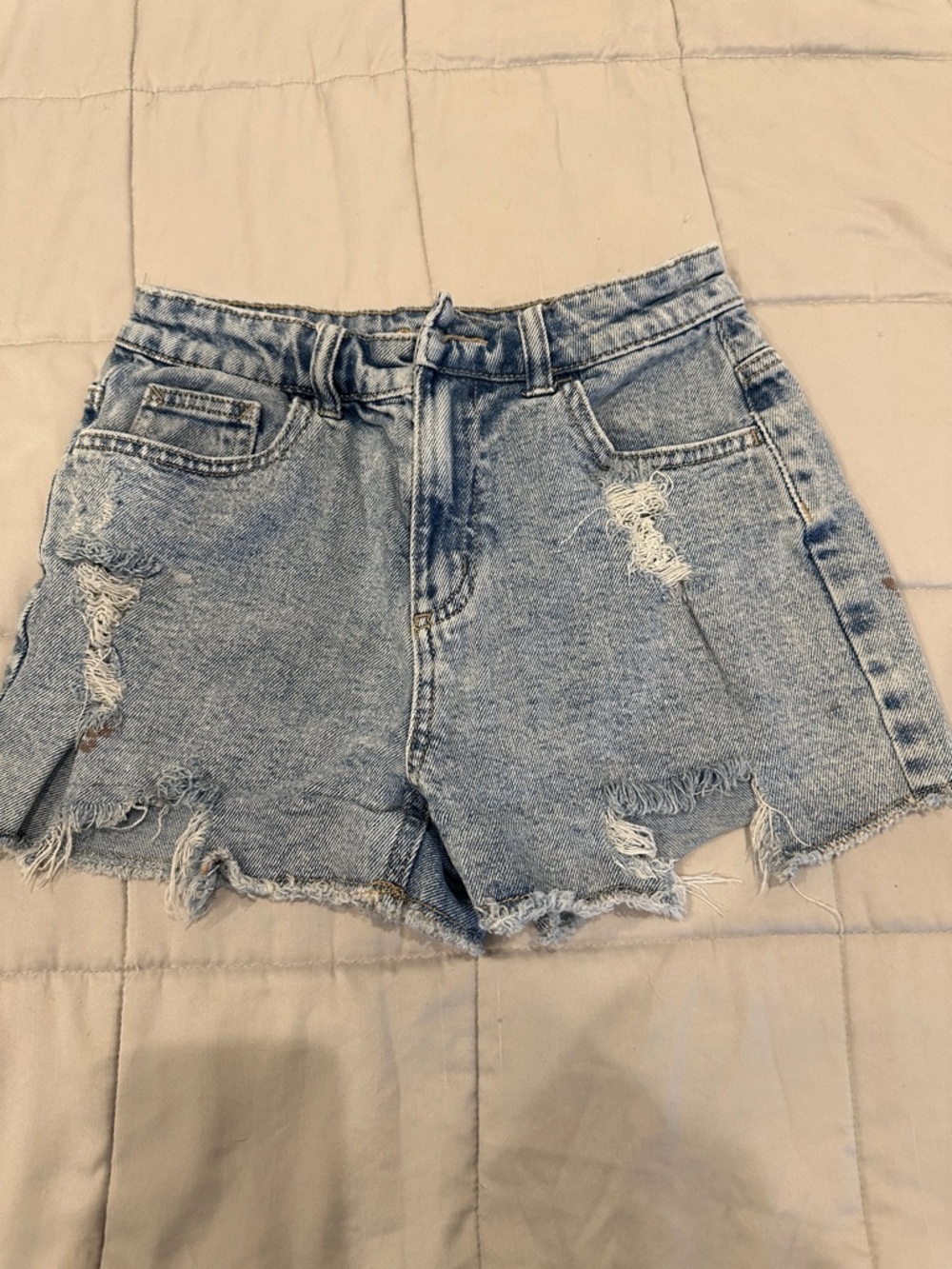 Justice Light Blue Distressed Denim Jean Shorts